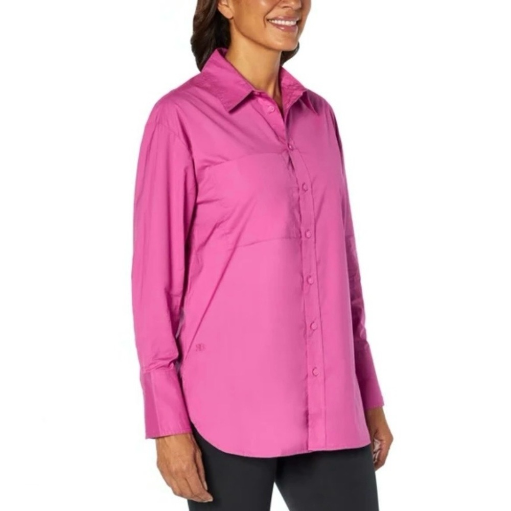 NEW Banana Republic Cotton Oversized Button Down Long Sleeve Shirt Pink XS